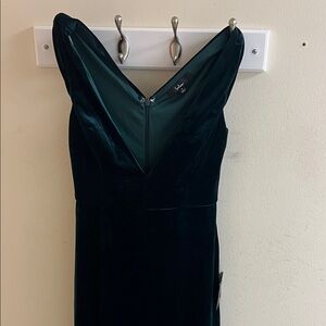 Lulu's Deep Green Velvet Backless Dress